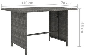 vidaXL Τραπεζαρία Κήπου Γκρι 110 x 70 x 65 εκ. από Συνθετικό Ρατάν