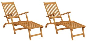 vidaXL Ξαπλώστρες Εξ. Χώρου με Υποπόδια 2 τεμ. από Μασίφ Ξύλο Ακακίας