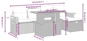 Σετ Καναπέ Κήπου 6 τεμ. Μπεζ Συνθετικό Ρατάν με Μαξιλάρια - Μπεζ