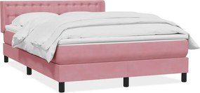 vidaXL Box Spring κρεβάτι με στρώμα ροζ 140x220 cm Βελούδινο