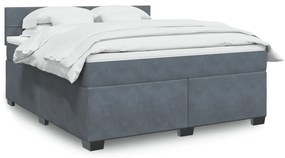 vidaXL Κρεβάτι Boxspring με Στρώμα Σκούρο Γκρι 180x200 εκ. Βελούδινο