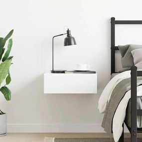 vidaXL Κομοδίνο Κρεμαστό Γυαλιστερό Λευκό 40x30x15 εκ. από Επεξ. Ξύλο