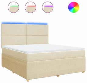 Κρεβάτι Boxspring με Στρώμα Κρεμ 180x200 εκ. Υφασμάτινο - Κρεμ