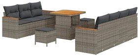 vidaXL Σετ Καναπέ Κήπου με μαξιλάρι 10 pcs Γκρι Πολυ ράταν