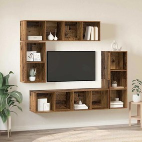 vidaXL Σετ επίπλου τηλεόρασης 4 pcs Παλαιό ξύλο 37 x 37 x 142.5 εκ