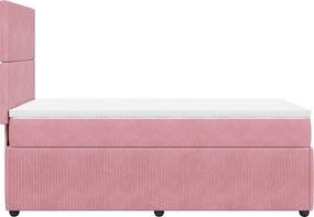vidaXL Κρεβάτι Boxspring με Στρώμα Ροζ 90x200 εκ. Βελούδινο