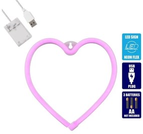 Διακοσμητικό Φωτιστικό Neon Led Ροζ Heart 78592 Globostar-78592-Ροζ 78592