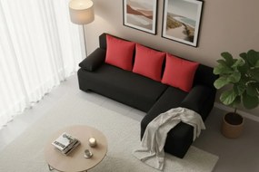Γωνιακός καναπές Lamor-Μαύρο - κόκκινο
