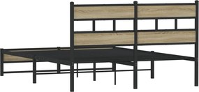 vidaXL Σκελετός Κρεβ. Χωρίς Στρώμα Sonoma Δρυς 150x200 εκ. Μεταλλικό