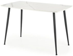 Τραπέζι Houston 1129, Λευκό μάρμαρο, Μαύρο, 75x70x120cm, 24 kg, Επεξεργασμένο γυαλί, Ινοσανίδες μέσης πυκνότητας, Μέταλλο | Epipla1.gr