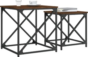 vidaXL Τραπεζάκια Ζιγκόν 2 τεμ. Καφέ Δρυς από Επεξεργασμένο Ξύλο