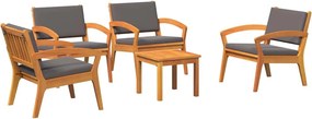 vidaXL Σετ μπιστρό με μαξιλάρι 5 pcs Καφέ Πολυεστέρας