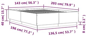 Πλαίσιο Κρεβατιού Γκρι Σκυροδέματος 140x200 εκ. Επεξεργ. Ξύλο - Γκρι