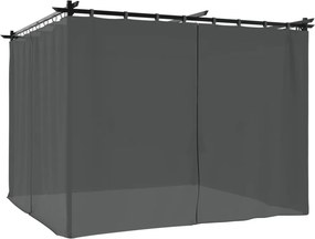 vidaXL Κιόσκι με Κουρτίνες Ανθρακί 3 x 3 μ. Ατσάλινο