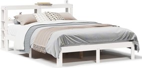 vidaXL Πλαίσιο Κρεβατιού Κεφαλάρι Λευκό 150x200εκ Μασίφ Πεύκο