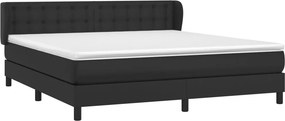 vidaXL Κρεβάτι Boxspring με Στρώμα Μαύρο 160x200εκ.από Συνθετικό Δέρμα