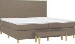 vidaXL Κρεβάτι Boxspring με Στρώμα Taupe 200x200 εκ. Υφασμάτινο