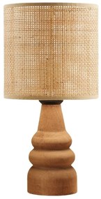 Megapap Φωτιστικό Επιτραπέζιο Tino E27 Pe Rattan - Ξύλο Φυσικό Ø15x32εκ.