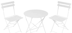 Τραπεζαρία Bistro pakoworld σετ 3τεμ μεταλλική αναδιπλούμενη σε λευκή απόχρωση Φ60x71εκ