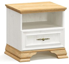 Κομοδίνο Jaden pakoworld golden oak-λευκό antique 49x41x47εκ