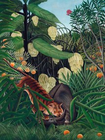 Αναπαραγωγή The Tiger & The Buffalo - Henri Rousseau, (30 x 40 cm)