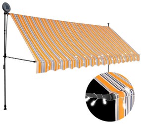 vidaXL Τέντα Συρόμενη Χειροκίνητη με LED Κίτρινη / Μπλε 350 εκ.