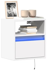 Έπιπλο Τοίχου Τηλεόρασης με LED Λευκό 41x31x45 εκ.