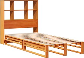 vidaXL Κρεβάτι Βιβλιοθήκη Χωρίς Στρώμα Καφέ 75x190 εκ Μασίφ Πεύκο