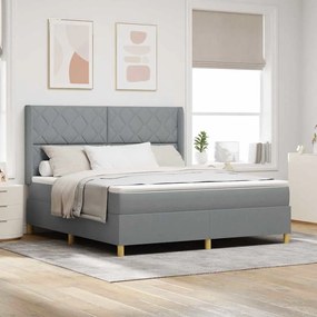 Κρεβάτι Box Spring vidaXL με Στρώμα Ανοιχτό Γκρι 180x200 εκ Fabrics