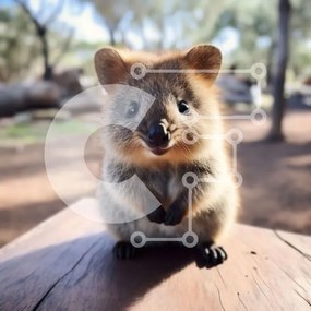 Intra Συλλεκτικό Ξύλινο Παζλ Plywood 4mm - Χαριτωμένη εικόνα ενός καφέ μαρσιποφόρου με αφράτη ουρά Σε Ξύλινο Κουτί - Διαστάσεις: 10x10 cm – 25 κομμάτια