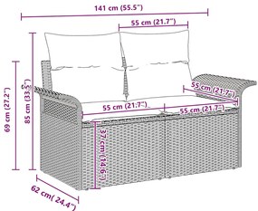 vidaXL Σετ Καναπέ Κήπου με μαξιλάρι 6 pcs Μπεζ Πολυ ράταν
