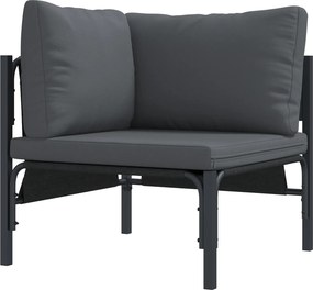 vidaXL Σετ Καναπέ Κήπου με μαξιλάρι 7 pcs Μαύρο Ατσάλι