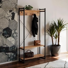 Έπιπλο εισόδου Baker καρυδί-μαύρο 90x34x180εκ 90x34x180 εκ.