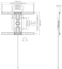 BRATECK επιτοίχια βάση τηλεόρασης LP69-46F , 37-80", έως 50kg