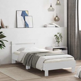 vidaXL Κρεβάτι με Κεφαλάρι Λευκό 80 x 200 cm Επεξεργασμένο Ξύλο