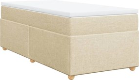 vidaXL Κρεβάτι Boxspring με Στρώμα Κρεμ 90x200 εκ.Υφασμάτινο