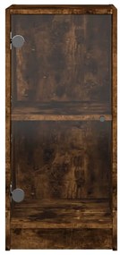vidaXL Βοηθητικό Ντουλάπι Καπνιστή Δρυς 35x37x75,5 εκ. Γυάλινες Πόρτες