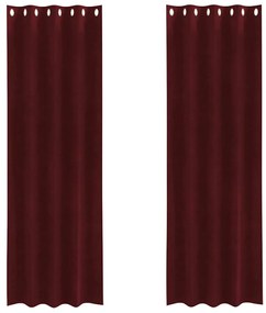 vidaXL Κουρτίνες με κουρτίνες 2 pcs Μπορντό 140 x 260 cm Βελούδο