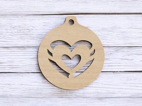 Σετ των 3 Intra απο ξύλο plywood 3mm-4mm πάχος – Καρδιά Χριστουγεννιάτικη μπάλα στολίδι 30x35 cm INTRAVECTRY-MY543078