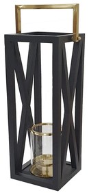 Artekko Lantern Φανάρι Διακοσμητικό Ξύλο/Μέταλλο Μαύρο/Χρυσό (26x21x64)cm Artekko LB78280-DS