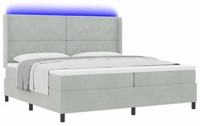 vidaXL Κρεβάτι Box Spring LED με Στρώμα Ανοιχτό γκρι 200 x 200 cm