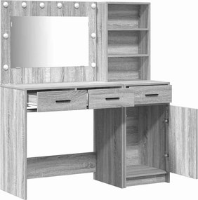 vidaXL Τραπέζι περιποίησης με συρτάρι 2 pcs Γκρι Επεξεργασμένο ξύλο