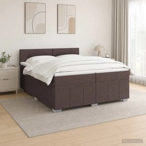 vidaXL Κρεβάτι box spring με στρώμα Σκούρο Καφέ 200 x 200 cm Ύφασμα
