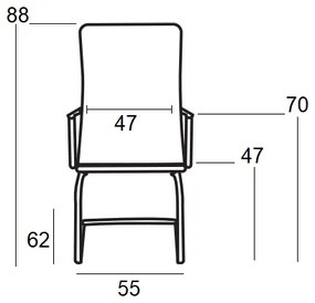 Πολυθρόνα Επισκέπτη BS8250 Μαύρη 57X54X90εκ. (Σετ 2 ΤΕΜ)