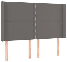 Κεφαλάρι Κρεβατιού LED Γκρι 147x16x118/128 εκ. Συνθετ. Δέρμα - Γκρι