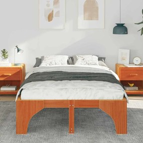 vidaXL Κρεβάτι δαπέδου Καφέ 140 x 190 cm Μασίφ ξύλο πεύκου