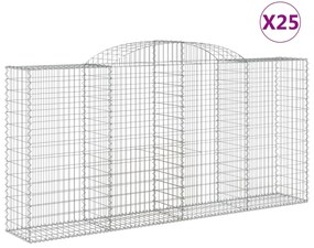 vidaXL Συρματοκιβώτια Τοξωτά 25 τεμ. 300x50x140/160 εκ. Γαλβαν. Ατσάλι