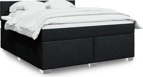 vidaXL Κρεβάτι Boxspring με Στρώμα Μαύρο 180x200 εκ. Υφασμάτινο
