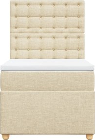 vidaXL Κρεβάτι Boxspring με Στρώμα Κρεμ 90x200 εκ.Υφασμάτινο