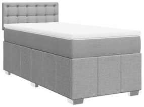 Κρεβάτι Boxspring με Στρώμα Ανοιχτό Γκρι 100x200 εκ. Υφασμάτινο - Γκρι